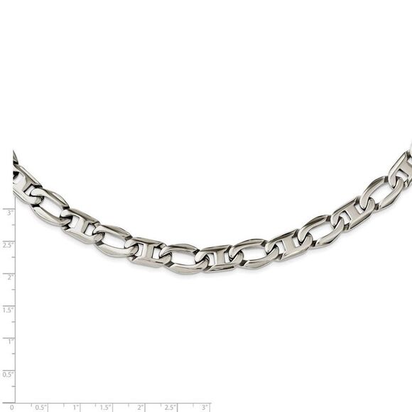 Men's 12mm Stainless Steel Fancy Anchor Chain Necklace, 24 Inch - Picture 5 of 8